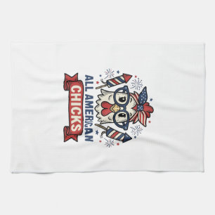 All American Chicks Patriottische Kip Vector Ontwe Theedoek