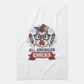 All American Chicks Patriottische Kip Vector Ontwe Theedoek (Verticaal)