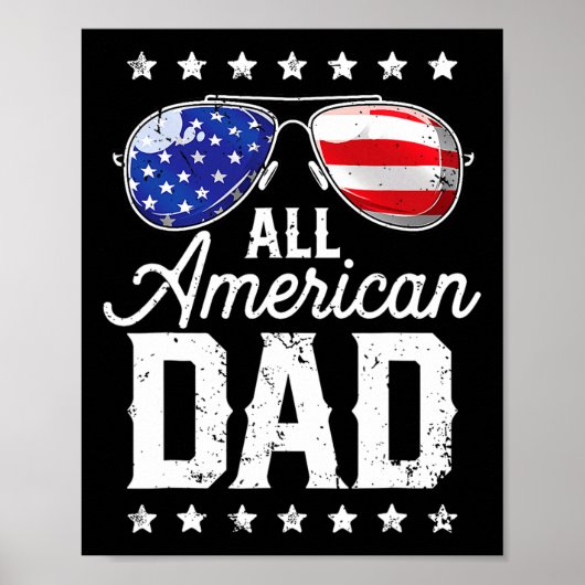 All American Dad 4 juli Vaderdag Zonnebril Poster (Voorkant)
