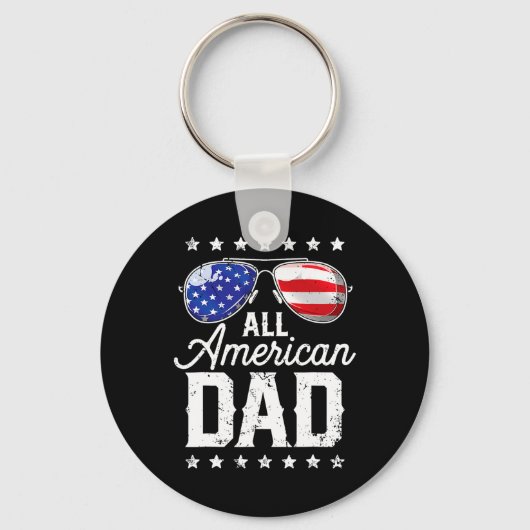 All American Dad 4 juli Vaderdag Zonnebril Sleutelhanger (Voorkant)