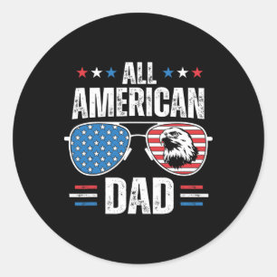All American Dad 4 juli Vaderdag Zonnebrillen  Ronde Sticker