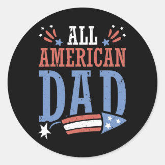 All American Dad 4 juli vuurwerk onafhankelijkheid Ronde Sticker
