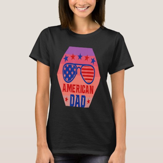 All American Dad 4th of July Retro Zonnebril US F T-shirt (Voorkant)
