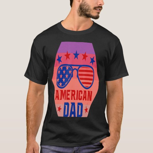 All American Dad 4th of July Retro Zonnebril US F T-shirt (Voorkant)