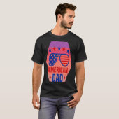 All American Dad 4th of July Retro Zonnebril US F T-shirt (Voorkant volledig)