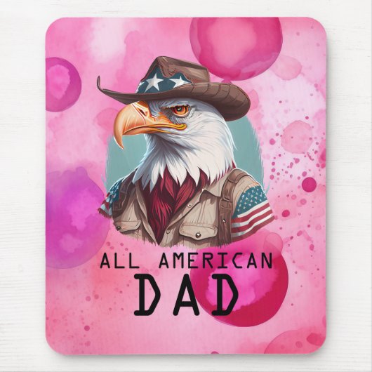 All American Dad 4th van juli Bald Eagle USA Vlag Muismat (Voorkant)