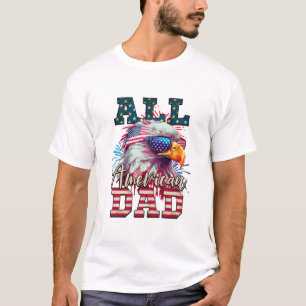 All American Dad 4th van juli Bald Eagle USA Vlag T-shirt