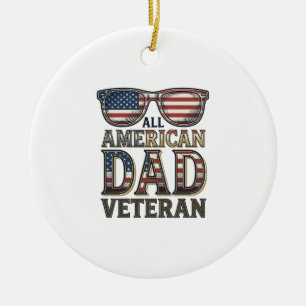 All American Dad Veteranen Patriottische Zonnebril Keramisch Ornament