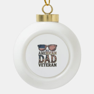 All American Dad Veteranen Patriottische Zonnebril Keramische Bal Ornament
