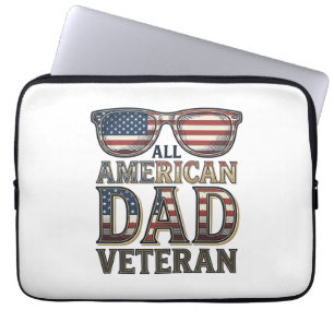 All American Dad Veteranen Patriottische Zonnebril Laptop Sleeve