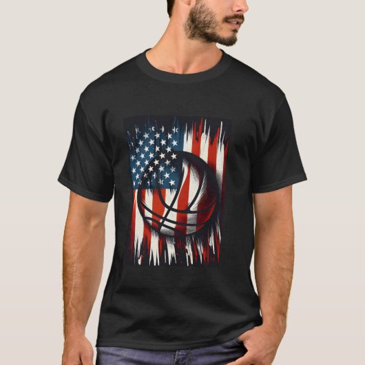 All American Day familie 4th van juli en basketbal T-shirt (Voorkant)