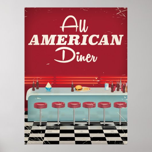 All American Diner Retro Poster (Voorkant)