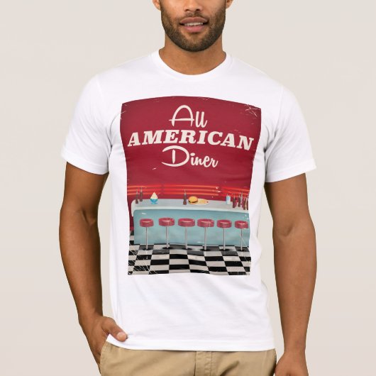 All American Diner Retro Poster T-shirt (Voorkant)