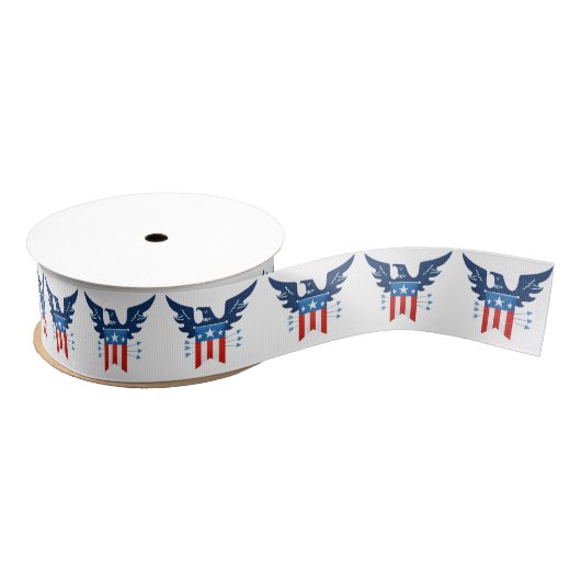 All American Eagle & Flag Patriottische Grosgrain Lint (Spoel)
