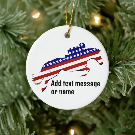 All-American Equestrian Rider Keramisch Ornament (Boom)