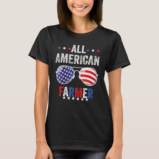 All American FARMER USA Flag 4th of July Sunglasse T-shirt (Voorkant)