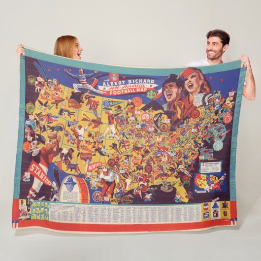 All-American  Football Map Fleece Deken (In situ)
