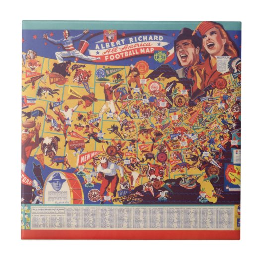 All-American  Football Map Tegeltje (Voorkant)