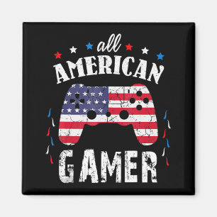 All American Gamer Patriotic Video Game 4th of Jul Magneet