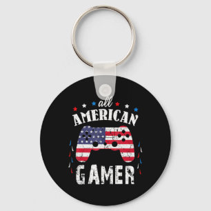 All American Gamer Patriotic Video Game 4th of Jul Sleutelhanger