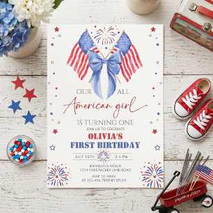 All American Girl 1e verjaardagsuitnodiging Kaart