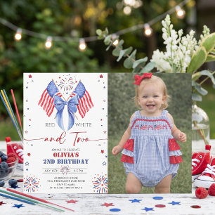 All American Girl 2de foto verjaardagsuitnodiging Kaart
