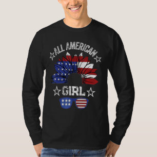 All American Girl 4 juli T-shirt Dames Zonnebloem