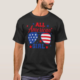 All American Girl 4th Of July Meisjes Kinderzonneb T-shirt