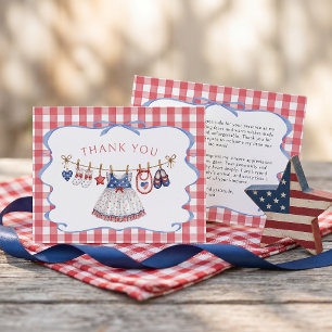 All American Girl Baby Shower Bedankkaart