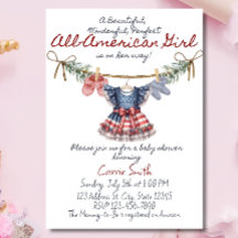 All American Girl Baby Shower Uitnodiging Sjabloon