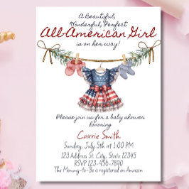 All American Girl Baby Shower Uitnodiging Sjabloon