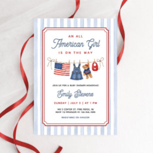 All American Girl Patriotische Baby Shower Kaart