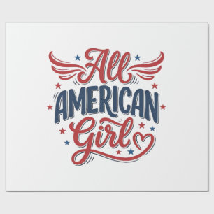 All American Girl Patriottisch Vintage Vector Desi Cadeaupapier