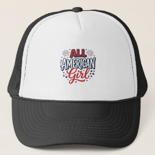 All American Girl Patriottisch Vintage Vector Desi Trucker Pet