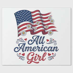 All American Girl Patriottische Madeliefjes Vlag S Cadeaupapier