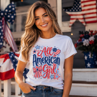 All American Girl Patriottische Strik 4 juli T-shirt