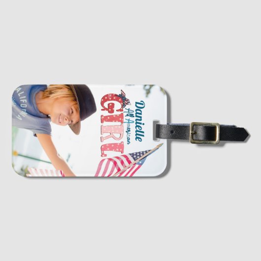 All American Girl Personalized Bagagelabel (Voorkant (horizontaal))