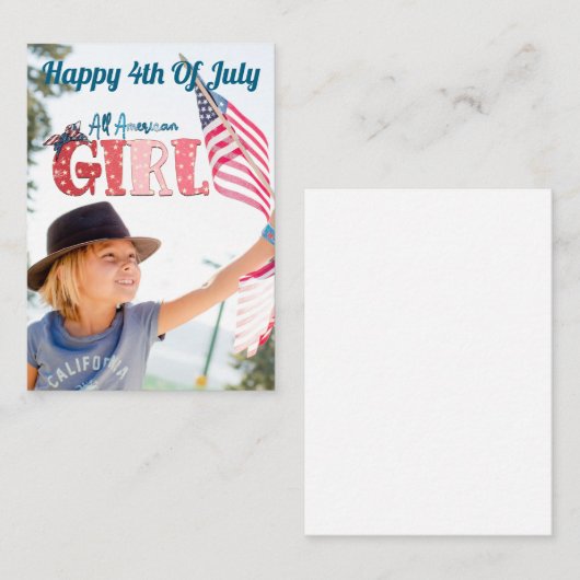 All American Girl Personalized Kaart Notitiekaartje (Voorkant / Achterkant)