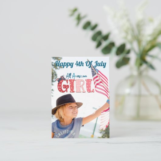 All American Girl Personalized Kaart Notitiekaartje (Staand voorkant)