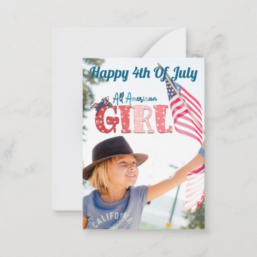 All American Girl Personalized Kaart Notitiekaartje (Voorkant)