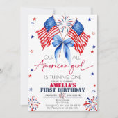 All American Girl Verjaardag Uitnodiging 4 juli (Voorkant)