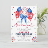All American Girl Verjaardag Uitnodiging 4 juli (Staand voorkant)