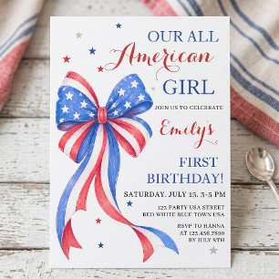 All American Girl Verjaardagsuitnodiging Kaart