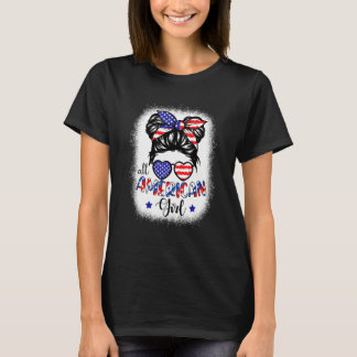 All American Girls 4th Of July Bleached  Daughter  T-shirt
