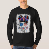 All American Girls 4th Of July  Messy Bun Sunglass T-shirt (Voorkant)
