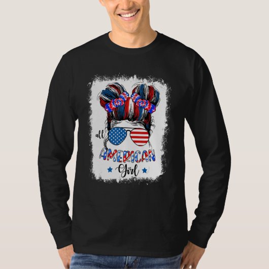 All American Girls 4th Of July  Messy Bun Sunglass T-shirt (Voorkant)