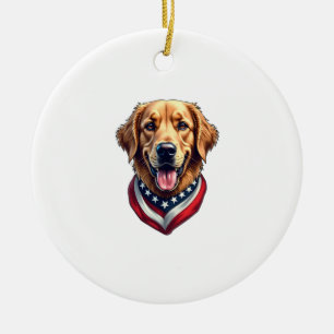 All American Golden Retriever Vintage T-shirt 4 Keramisch Ornament