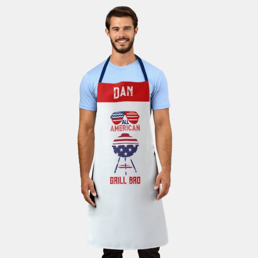 All American Grill Bro Patriottische Chef Schort (Gedragen)