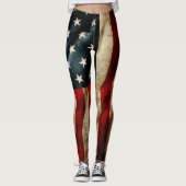 All American Grunge Flag Yoga Leggings (Voorkant)