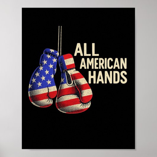 All American Hands Bokshandschoenen – Patriottisch Poster (Voorkant)